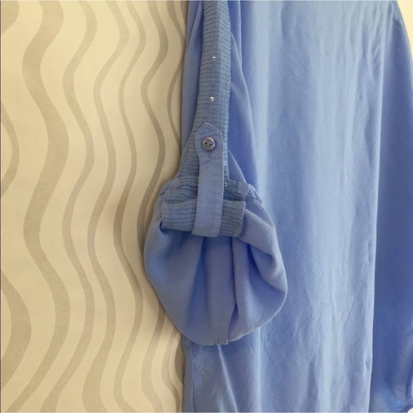 Chicos Sequin Embellished Blue Top Size 0 - Picture 3 of 4